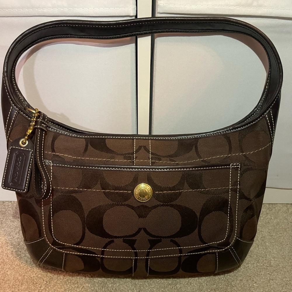 Coach Signature Ergo Shoulder Bag In Chocolate Brown Gem